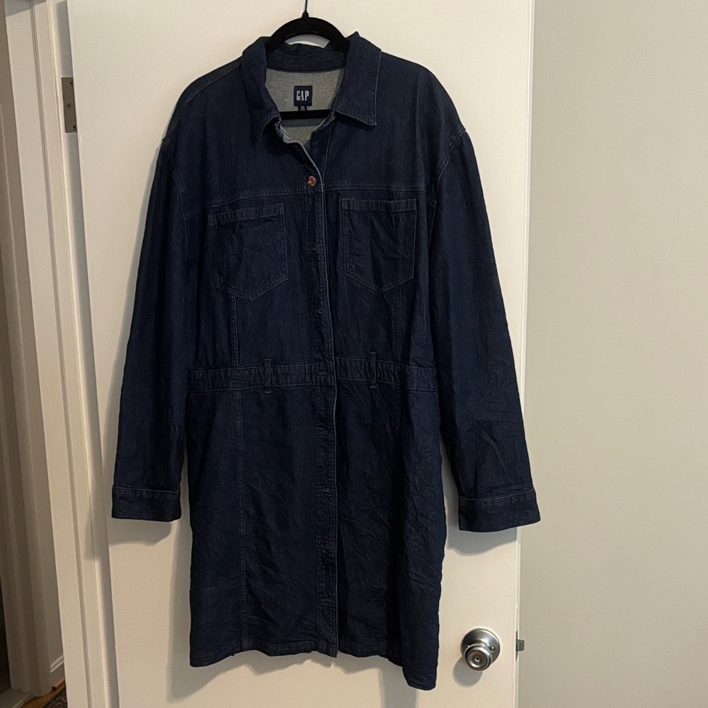 GAP Women's Dark Blue Denim Dress XXL- Tall
